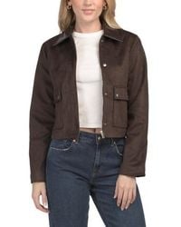 Marshalls - Faux Suede Jacket With Contrast Combo Collar For - Lyst