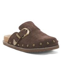 Marshalls - Suede Bronco Slip-On Studded Mules With Oversized Buckle For - Lyst