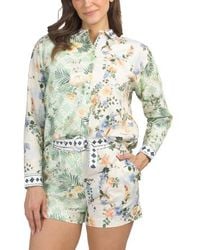 Marshalls - Linen Blend Long Sleeve Hi-Lo Collared Button Down Top For - Lyst