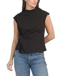 Marshalls - Scuba Ponte Short Sleeve Mock Neck T-Shirt With Side Knot Detail For - Lyst