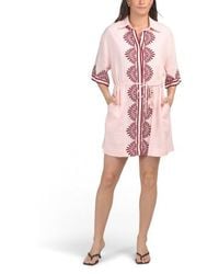 Marshalls Linen Blend Rose Print Mini Dress For in White | Lyst Marshalls Linen Blend Rose Print Mini Dress For in White | Lyst