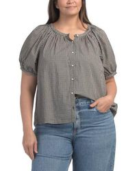 Marshalls - Plus Gingham Button Front Top For - Lyst