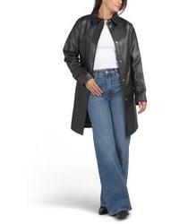 Marshalls - Snap Button Front Faux Leather Jacket With Tie Belt For - Lyst