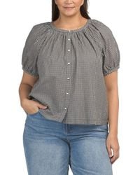 Marshalls - Plus Gingham Button Front Top For - Lyst