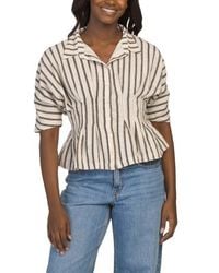 Marshalls - Striped Button Down Top With Fitted Smocked Waist For - Lyst