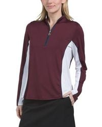 Marshalls - Upf 50 Long Sleeve Contrast Piping Mock Neck Quarter Zip Jacket For - Lyst