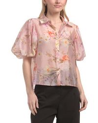 Marshalls - Short Sleeve Puff Sleeve Button Down Blouse For - Lyst