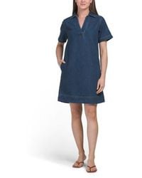 Marshalls - Collared Structured Denim Mini Dress For - Lyst