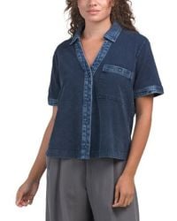 Marshalls - Light Loop Back Denim French Terry Short Sleeve Top For - Lyst