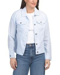 Marshalls - Linen Jean Jacket With Metal Buttons For - Lyst