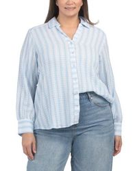 Marshalls - Plus Striped Button Front Shirt For - Lyst
