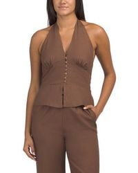 Marshalls - Linen Blend Button Down Vest For - Lyst
