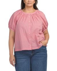Marshalls - Plus Gingham Button Front Top For - Lyst