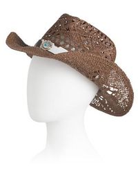Marshalls - Cow Print Medallion Trim Open Weave Western Hat For - Lyst