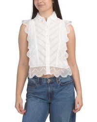 Marshalls - Button Up Top With Crochet Collar And Eyelet Details For - Lyst