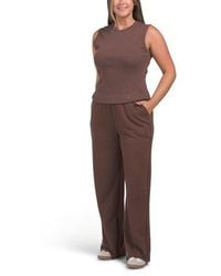 Marshalls - 2Pc Mochi Ribbed Crew Neck Tank With Terry Wide Leg Pants Set For - Lyst