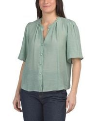 Marshalls - Galliano Short Sleeve Button Down Top With Scalloped Lace Collar Trim For - Lyst