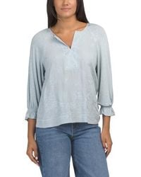 Marshalls - Split Neck Embroidered Three-Quarter Sleeve Top For - Lyst