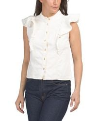Marshalls - Sleeveless Mandarin Collar Button Down Shirt For - Lyst