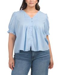 Marshalls - Plus Pleated Button Front Top For - Lyst