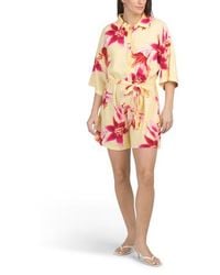 Marshalls - Linen Blend Lily Print Romper For - Lyst