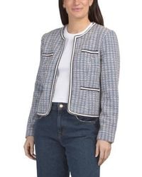 Marshalls - Stretch Boucle Knit Jacket With Braided Trim For - Lyst