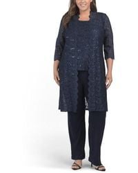Marshalls - Plus 3Pc Scalloped Lace Duster Jacket With Tank And Pants Set For - Lyst