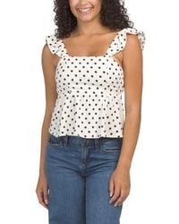 Marshalls - Linen Blend Polka Dot Print Tie Back Top For - Lyst