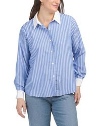 Marshalls - Boyfriend Striped Shirt With Solid Collar And Cuffs For - Lyst