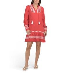 Marshalls - Linen Blend Ruffle Hem Mini Dress With Tassels For - Lyst