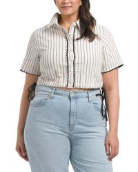 Marshalls - Plus Side Tie Blouse With Ric Rac Trim For - Lyst