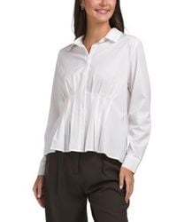 Marshalls - Super Stretch Long Sleeve Pleated Waist Button Front Top For - Lyst