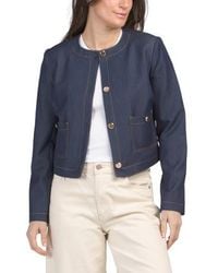 Marshalls - Contrast Stitch Cropped Denim Jacket For - Lyst