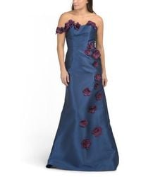 Marshalls - Strapless Gown With 3D Floral Appliques For - Lyst