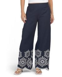 Marshalls - Linen Blend Pull On Ankle Pants With Embroidered Scalloped Trim For - Lyst