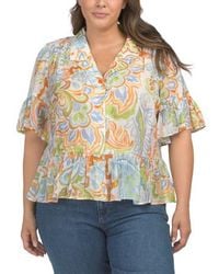 Marshalls - Plus Button Front Peplum Top For - Lyst