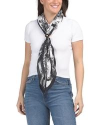 Marshalls - Floral Satin Square Scarf With Faux Pearl Clover Scarf Ring For - Lyst