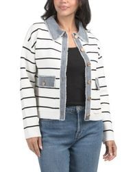 Marshalls - Striped Sweater Style Jacket With Denim Accents For - Lyst