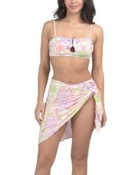 Marshalls - Two-Piece Bandeau Bikini Top With Ruched Bottoms And Wrap Skirt Set For - Lyst