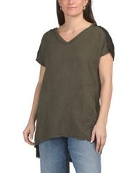 Marshalls - Linen Blend Mesh Yoke Top For - Lyst