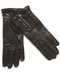Marshalls - Leather Zip Cuff Gloves With Wool And Cashmere Blend Lining For - Lyst