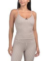 Marshalls - Gingham Printed Lace Trim Bra Tank Top With Adjustable Straps For - Lyst