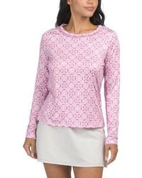 Marshalls - Upf 50 Printed Mesh Insert Long Sleeve Crew Neck Top For - Lyst