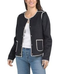 Marshalls - Round Neck Jacket With Contrast Stitching For - Lyst