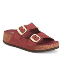 Marshalls - Suede Two Band Flatform Footbed Sandals With Buckles For - Lyst