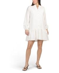 Marshalls - Linen Blend Long Sleeve Button Front Tiered Mini Dress For - Lyst