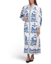 Marshalls - Linen Blend V-Neck Button Front Dress With Print Details For - Lyst