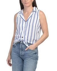 Marshalls - Sleeveless Crinkle Button Down Tie Front Tank Top For - Lyst