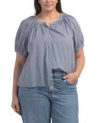 Marshalls - Plus Gingham Button Front Top For - Lyst