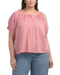 Marshalls - Plus Gingham Button Front Top For - Lyst